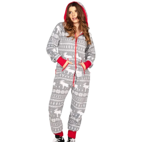 Tipsy Elves Women’s Grey Moose Jumpsuit size Small - Picture 14 of 16